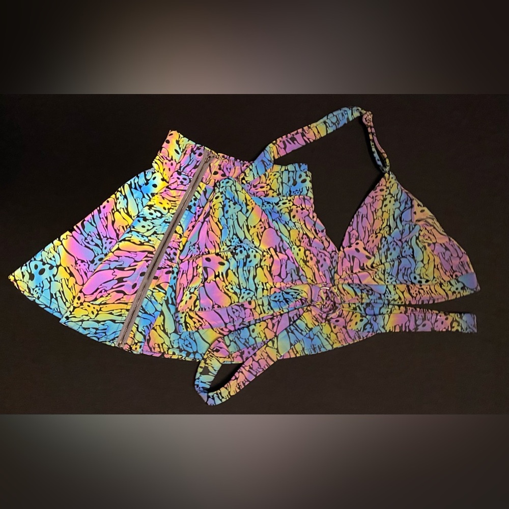 IHeartRaves reflective rainbow mushroom set size3x